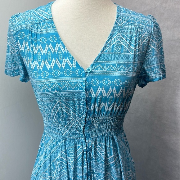 Powder blue button front maxi dress - Picture 2 of 13